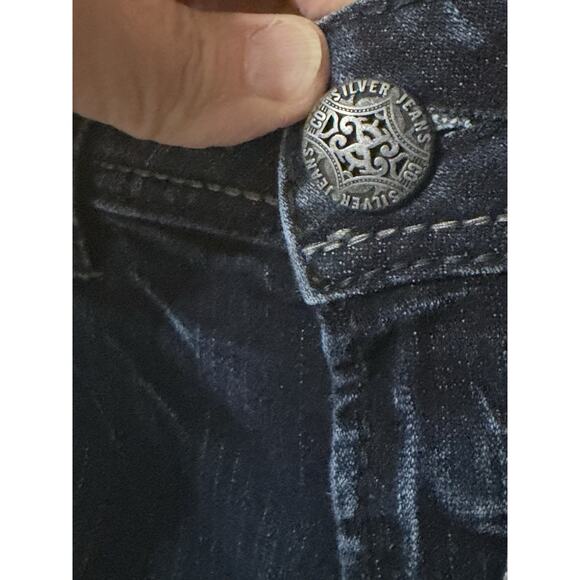 Silver Jeans Women’s Sz 29 Suki Slim Boot Embellished Stretch Medium Wash Denim - Picture 3 of 16